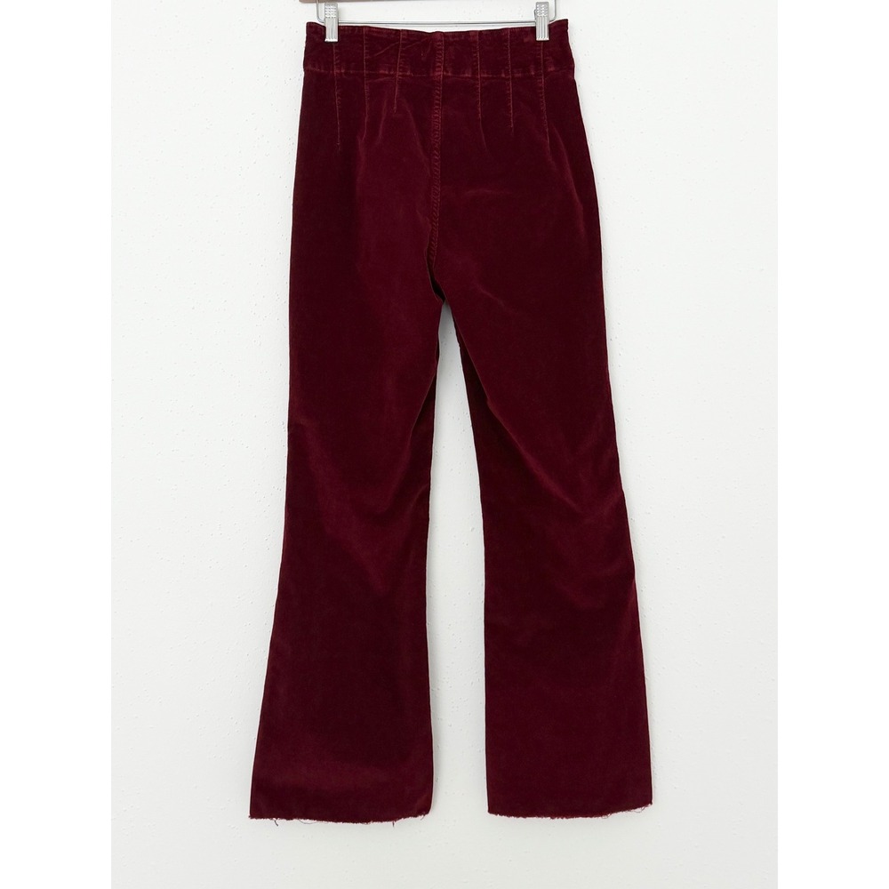 Avec Les Filles Anthropologie Red High Waist Flare Boot Leg Corduroy Pants 6
